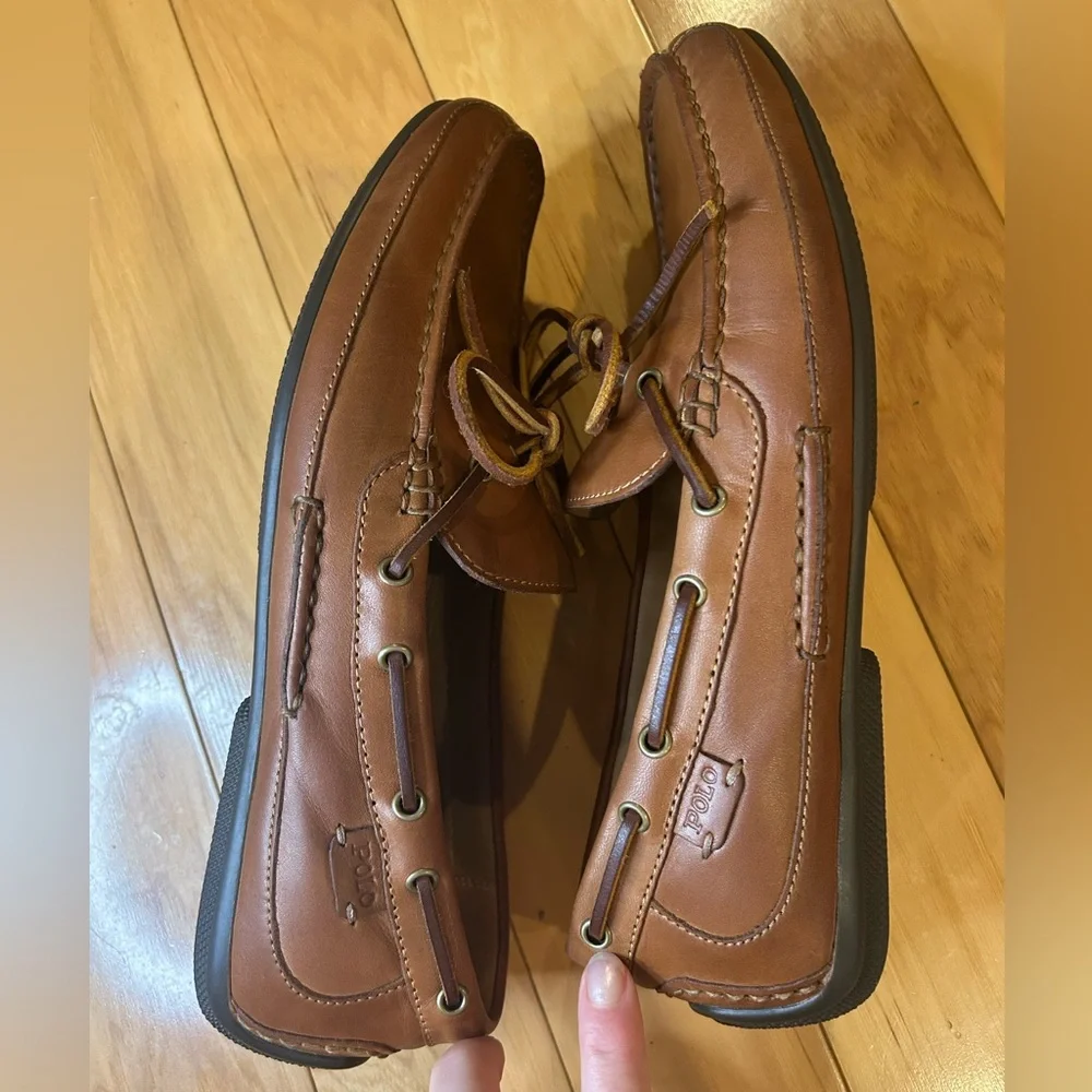 Polo Ralph Lauren Quiet Luxury Brown Leather Driving Loafers 9.5 Old Money